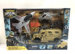 Nagy katonai készlet vadászgéppel és harci technikával