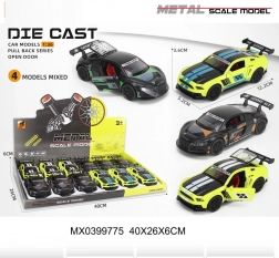 Fém versenyautó 1:36 méretarányban nyitható ajtókkal és felhúzós (pull-back) meghajtással