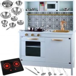 Menta színű fa gyerek konyha edénykészlettel