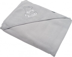 Gyerek frottír kapucnis törölköző hímzéssel 100 × 100 cm – szürke egérke