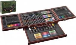 Kreatív rajzkészlet fa bőröndben, 103 db