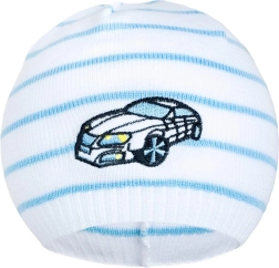 New Baby tavaszi sapka autós mintával, fehér-kék, 104-es méret (3–4 év)