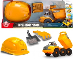 VOLVO billenős teherautó építőkészlet sisakkal