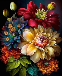 Gyémántfestés pünkösdi rózsás csokor 30 × 40 cm