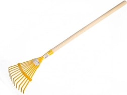 Gyermek lapos gereblye fa nyéllel, 80 cm – sárga