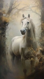 Gyémántszemes kirakó Fehér ló ködben 30 × 40 cm