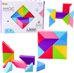 Mágneses tangram kockák – színes kirakó, 9 darab
