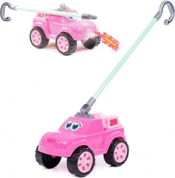 Rózsaszín kisautó fogantyúval 3+ éves gyerekeknek