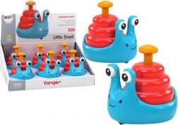 Boldog kerekes csiga lovon kék és piros