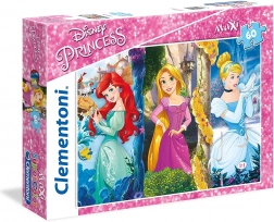 Puzzle Disney hercegnők: Ariel, Aranyhaj és Hamupipőke MAXI 60 darabos