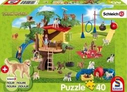 Puzzle SCHMIDT SCHLEICH Boldog kiskutyák, 40 darab + figura