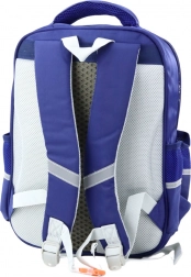 Gyerek iskolai hátizsák dinoszauruszos felvarrókkal, tengerészkék