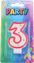 Party gyertya szám 3 piros