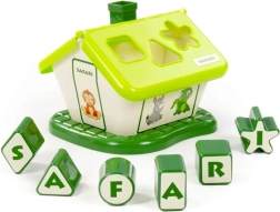 Safari betétes házikó alakok és betűk tanulásához – zöld