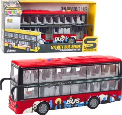 Városi emeletes autóbusz 1:16 súrlódásos meghajtással, fényekkel és hangokkal – piros