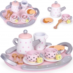 Fa teaszerviz csészékkel és kannával, 15 darab ECOTOYS