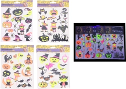 Fluoreszkáló tetováló matricák Halloween 16,5 × 22 cm