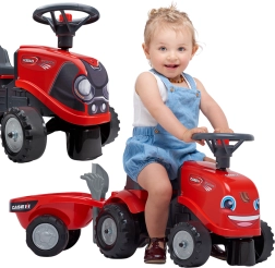 BABY CASE IH traktor lábbal hajtós járgány utánfutóval és kiegészítőkkel