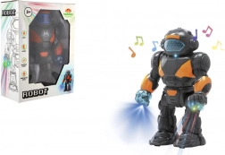 22 cm magas, világító és hangokat adó műanyag robot