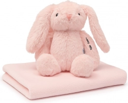 BABY MIX ajándékszett – plüss nyuszi és kapucni nélküli köntös 0–12 hó