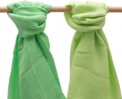 Pamut muszlin pelenkák NEW BABY 70 × 80 cm – 2 db-os készlet, világos és sötétzöld