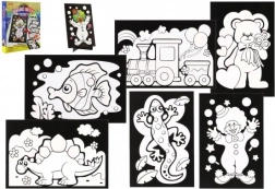 Kapargatós kép 6 db színes + 6 db tartó dobozban 19x22x6,5 cm