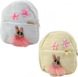 Gyerek hátizsák hímzéssel Nyuszi ruhában Virágok