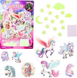 Fluoreszkáló falmatricák – unikornisok és csillagok