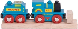Kék mozdony tenderekkel és 2 sínekkel a Bigjigs Rail-től