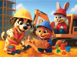 WOODEN CITY vidám csapat fa puzzle, 40 darab