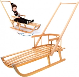 Fa szánkó háttámlával gyermekeknek