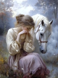Gyémántfestés lány lóval 30 × 40 cm
