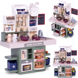 Gyerek konyha hangokkal, LED fényekkel, gőzgenerátorral, 35 kiegészítővel