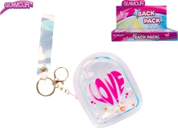 Glamour mini hátizsák – holografikus LOVE kulcstartó