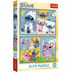Puzzle 2x70 - Disney Lilo és Stitch - Nincs unalom Stitch-csel
