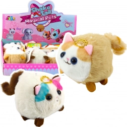 Barna-fehér plüss kandúr forgó farokkal