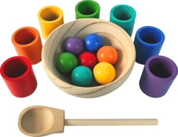2Kids Toys szivárvány golyók és csészék – montessori készlet 7 színben