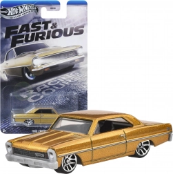 Hot Wheels Fast & Furious 1966 Chevy Nova arany kisautó 1:64, 7,5 cm