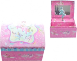 Rózsaszín zenélő ékszerdoboz egyszarvúval és balerinával
