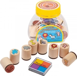 Goki 8 darabos fa bélyegző készlet tintával