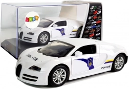 Rendőrségi sportautó visszahúzós meghajtással, fényekkel és hangokkal – fehér