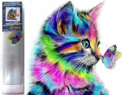 gyémántszemes festés cica pillangóval 30 × 40 cm