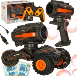 RC kaszkadőr autó buborékfújóval, távirányítós