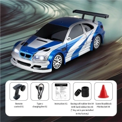 RC driftelő kisautó 1:43 kék tartozékokkal