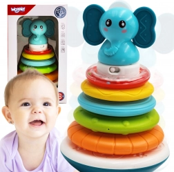 Interaktív elefánt torony gyűrűkkel a Woopie Toys-tól