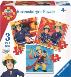 Ravensburger puzzle Tűzoltó Sam 3 az 1-ben (25, 36 és 49 darab)