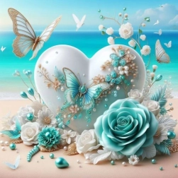 Gyémántfestés szív pillangókkal 30 × 40 cm