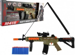 Gyerek géppisztoly habszivacs lövedékekhez fénnyel, hanggal és rezgéssel – 60 cm, 12 lövedék