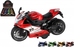 Műanyag országúti motor 13 cm-es, felhúzós meghajtással, fénnyel és hanggal