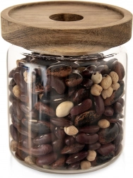 Üveg élelmiszertároló doboz fa tetővel és tömítéssel 730 ml